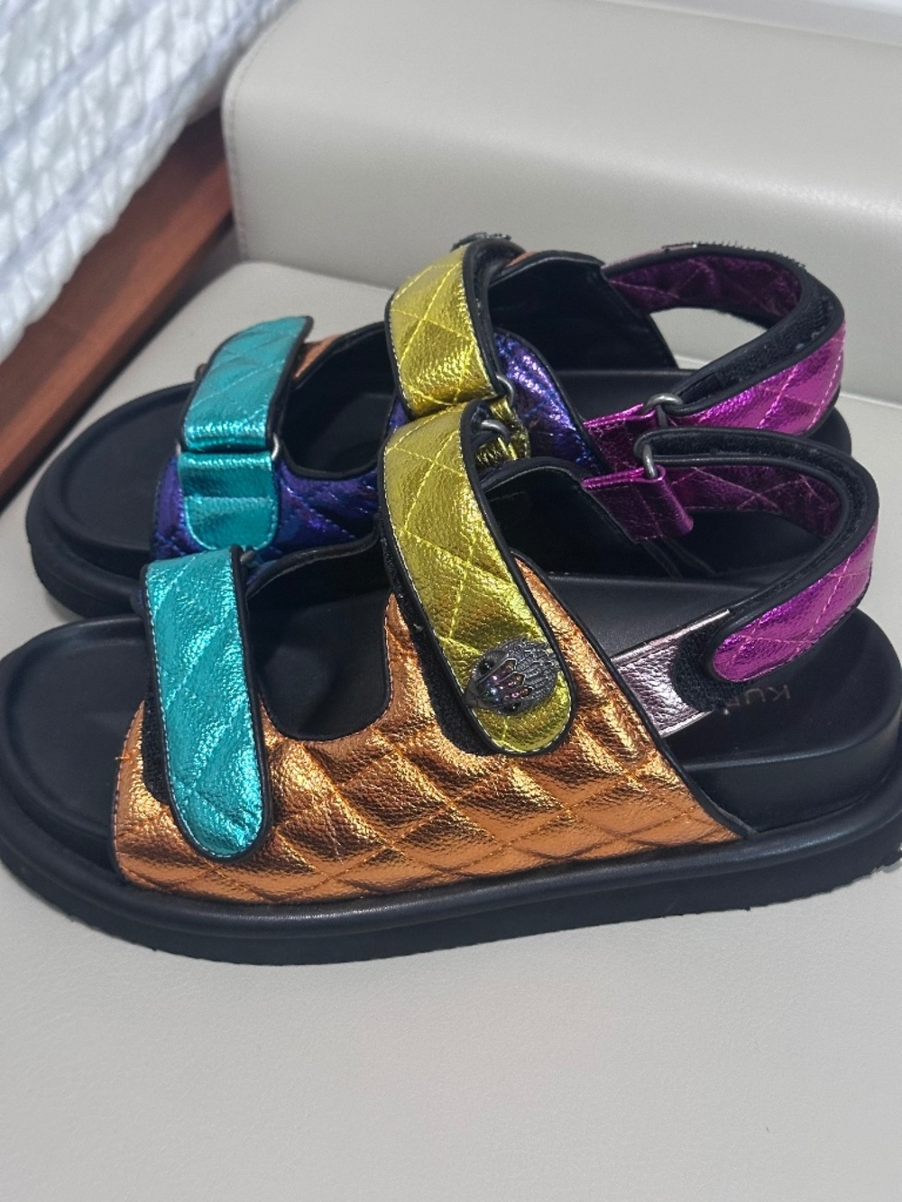 Kurt Geiger multi color metallic quilted sandals